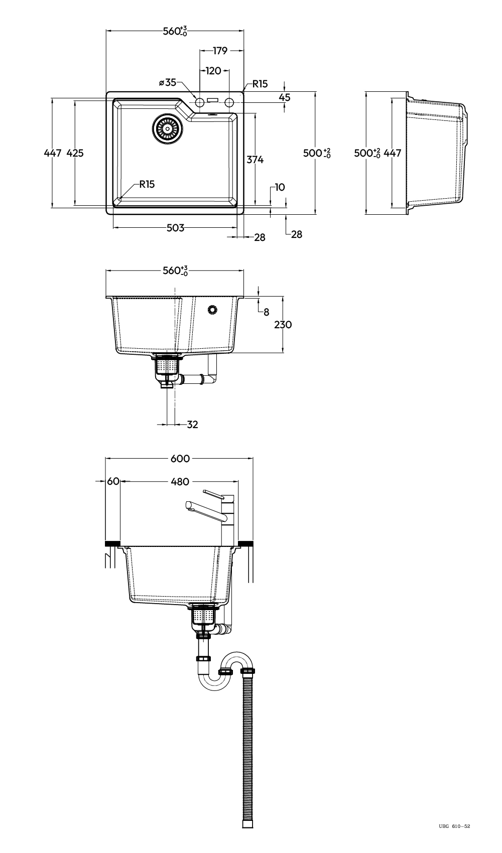 FRANKE 花崗岩廚房水槽 UBG 610-56