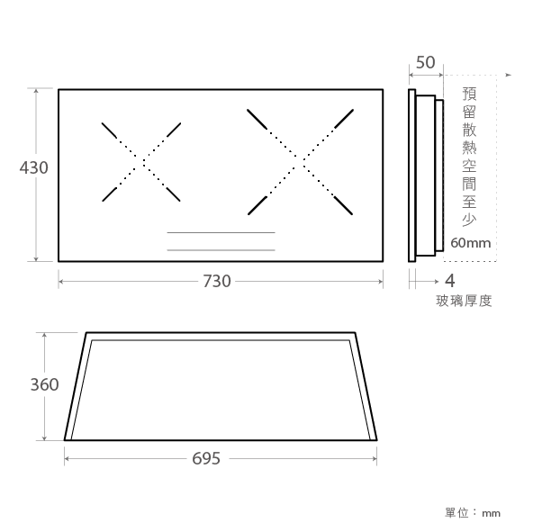IZ-7210雙口感應爐(安裝尺寸圖)